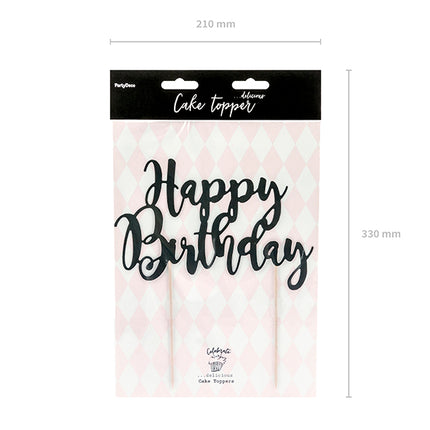 Torto viršūnėlė "Happy Birthday", juodos spalvos, 22,5 cm