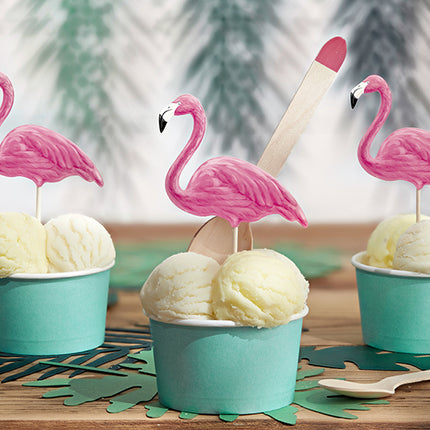 Torto ar keksiukų viršūnėlės "Aloha - Flamingai" (6 vnt.)
