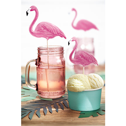 Torto ar keksiukų viršūnėlės "Aloha - Flamingai" (6 vnt.)