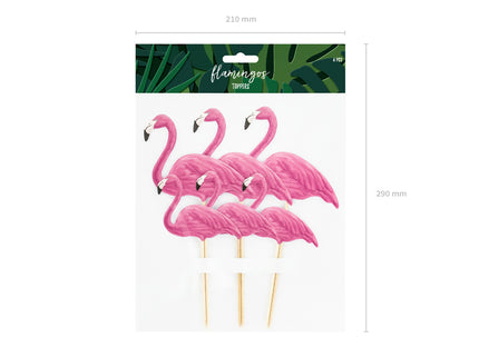 Torto ar keksiukų viršūnėlės "Aloha - Flamingai" (6 vnt.)