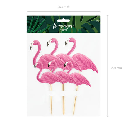 Torto ar keksiukų viršūnėlės "Aloha - Flamingai" (6 vnt.)