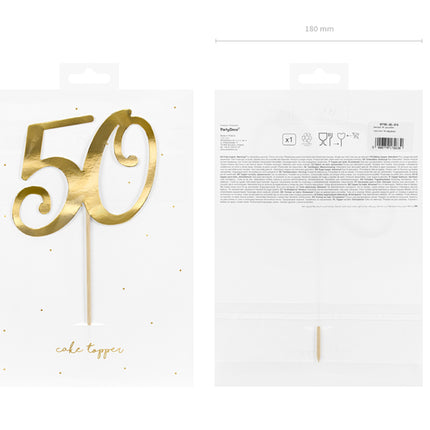 Torto viršūnėlė "50", auksinė, 20,5 cm