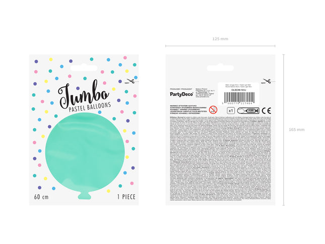 Apvalus 60 cm balionas, Pastelinė šviesiai mėtinės spalvos