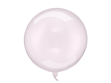 Permatomas folinis balionas, sferos formos, skaidrus rožinis. Dydis pripūtus apie 40 cm.