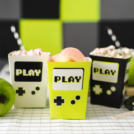 Dėžutės popkornams "Gamer", 7x7x12 cm, mišrus (6 vnt.)
