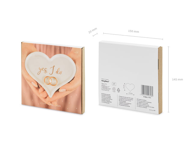 Porcelianinė vestuvinių žiedų lėkštutė "Širdis", 13.3x10.8 cm