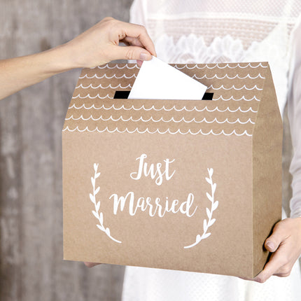 Vestuvinių kortelių dėžutė - "Just Married" (Ką tik susituokę)