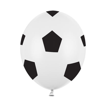 Lateksiniai stiprūs balionai „Futbolas“. Baltos spalvos, dydis apie 30 cm. Penkių pusių juoda spauda. Rinkinyje 6 vnt. balionų.