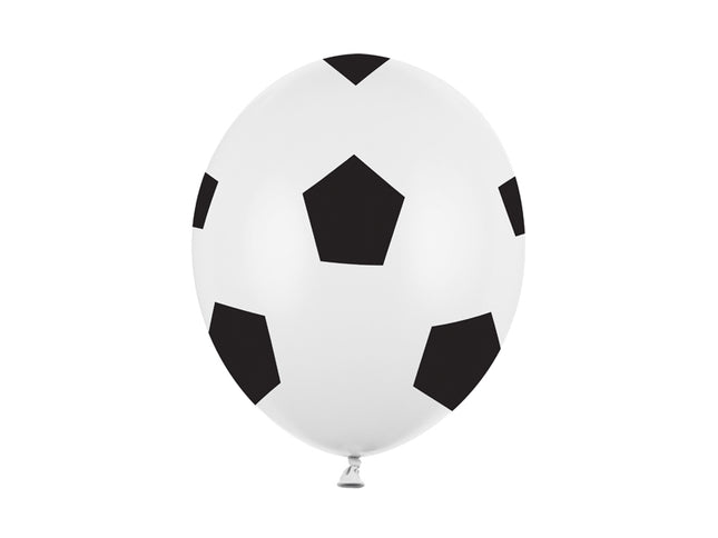 Lateksiniai stiprūs balionai „Futbolas“. Baltos spalvos, dydis apie 30 cm. Penkių pusių juoda spauda. Rinkinyje 6 vnt. balionų.