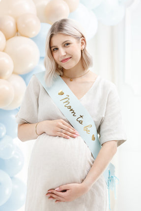 Juosta "Mom to be" (Būsimai mamai), šviesiai mėlyna, 75 cm