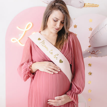 Juosta "Mom to be" (Būsimai mamai), šviesiai rožinė, 75 cm