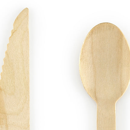Mediniai stalo įrankiai, įvairių spalvų, 16 cm (18 vnt.)