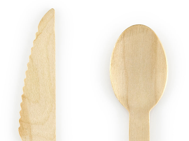 Mediniai stalo įrankiai, įvairių spalvų, 16 cm (18 vnt.)