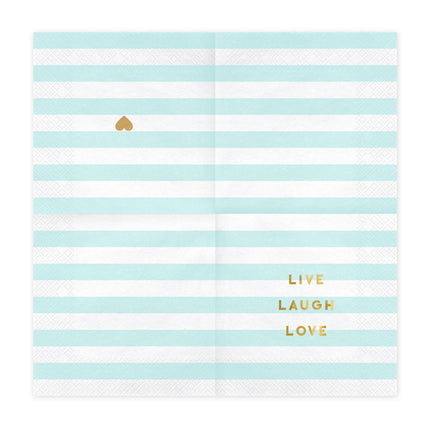 Servetėlės - "Live Laugh Love", šviesiai mėlynos, 33x33 cm (20 vnt.)