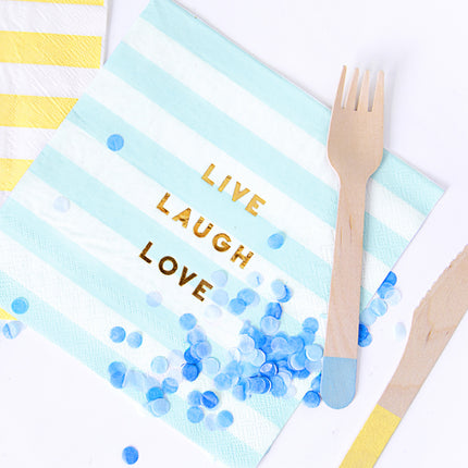 Servetėlės - "Live Laugh Love", šviesiai mėlynos, 33x33 cm (20 vnt.)