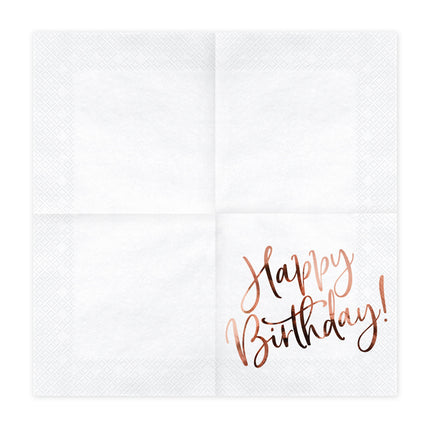 Servetėlės "Happy Birthday", baltos, 33x33 cm (20 vnt.)