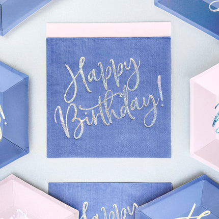 Servetėlės "Happy Birthday", tamsiai mėlynos, 33x33 cm (20 vnt.)