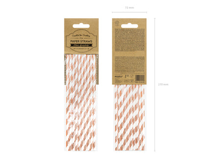 Popieriniai šiaudeliai, šviesiai rožinio aukso spalvos, 19,5 cm (10 vnt.)