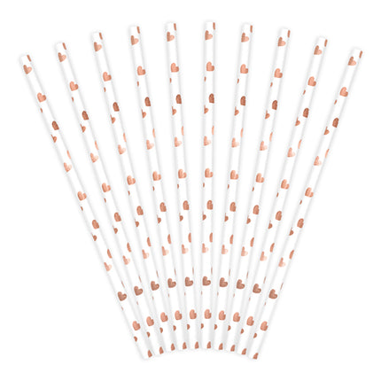 Popieriniai šiaudeliai, šviesiai rožinio aukso spalvos, 19,5 cm (10 vnt.)