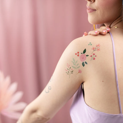 Laikinos tatuiruotės "Gėlės" (19 vnt.)