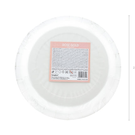Popierinės apvalios lėkštės, rožinio aukso spalvos, 23 cm (6 vnt.)