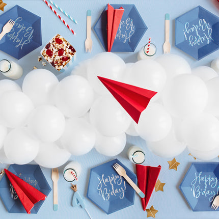 Lėkštės "Happy B'day!", tamsiai mėlynos spalvos, 20 cm (6 vnt.)