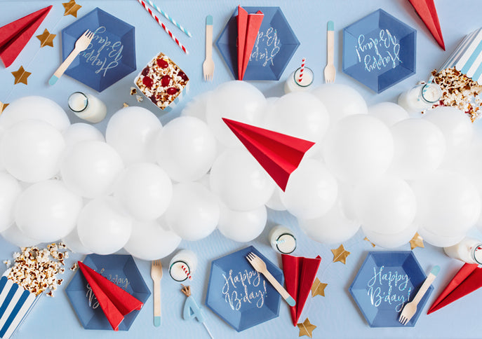 Lėkštės "Happy B'day!", tamsiai mėlynos spalvos, 20 cm (6 vnt.)