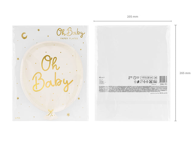 Vienkartinės lėkštės "Oh baby" (6 vnt.)