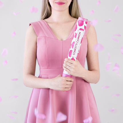 Konfeti patranka su rožių žiedlapiais, rožinė, 40 cm