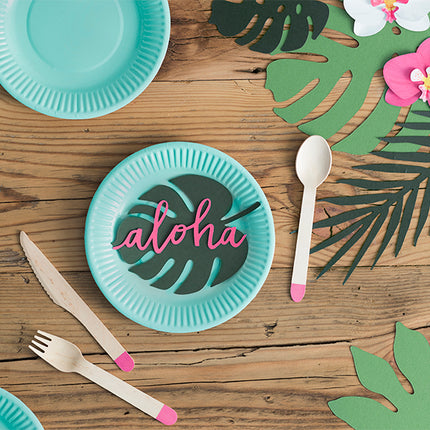 Vietų kortelės "Aloha - Monstera", lapų formos, žalios (6 vnt.)