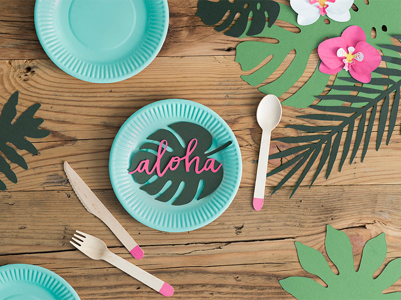 Vietų kortelės "Aloha - Monstera", lapų formos, žalios (6 vnt.)