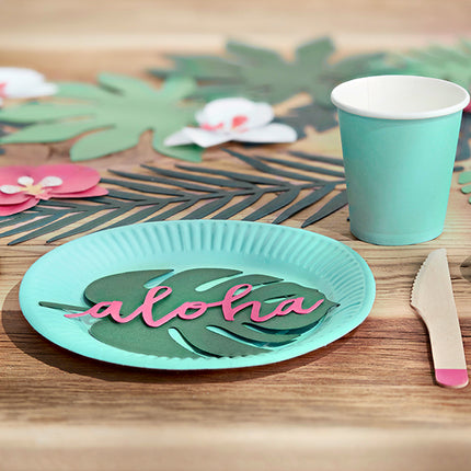 Vietų kortelės "Aloha - Monstera", lapų formos, žalios (6 vnt.)