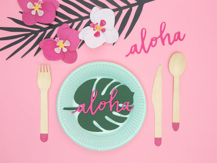 Vietų kortelės "Aloha - Monstera", lapų formos, žalios (6 vnt.)