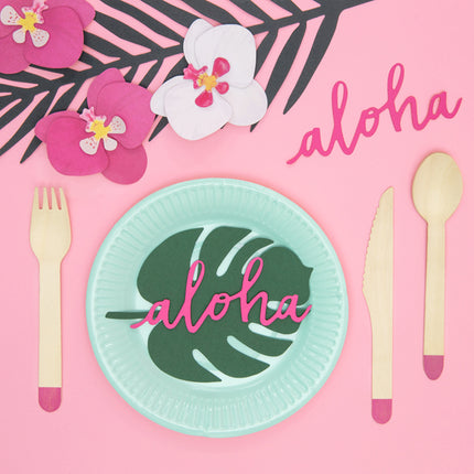 Vietų kortelės "Aloha - Monstera", lapų formos, žalios (6 vnt.)