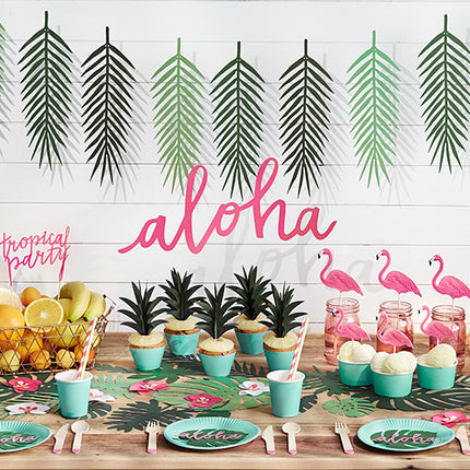 Vietų kortelės "Aloha - Monstera", lapų formos, žalios (6 vnt.)