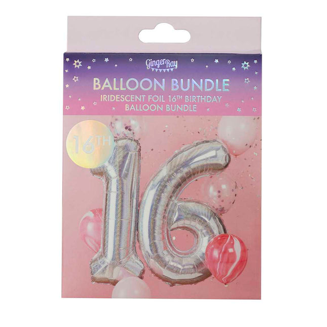 Balionų rinkinys "Sweet 16" su blizgiais balionais - PiggyFest